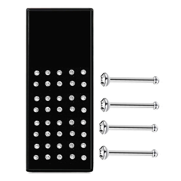 Wholesale Stainless Steel Geometric Ltype Nose Ring Set With Diamonds Puncture Jewelry Unisex
