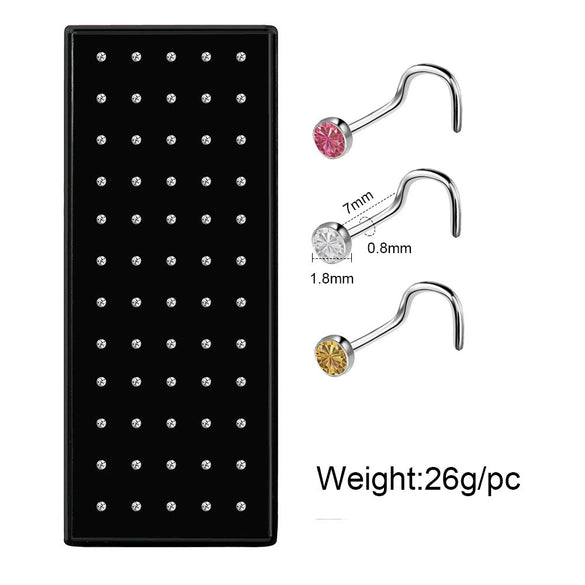 Wholesale Stainless Steel Geometric Ltype Nose Ring Set With Diamonds Puncture Jewelry Unisex