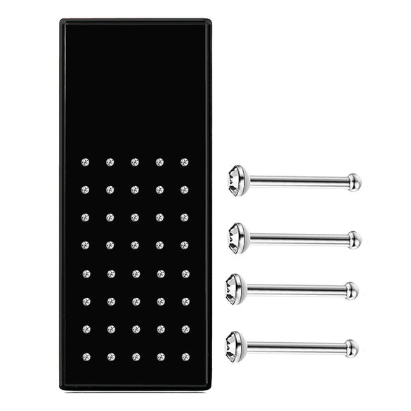 Wholesale Stainless Steel Geometric Ltype Nose Ring Set With Diamonds Puncture Jewelry Unisex