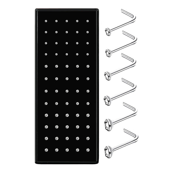 Wholesale Stainless Steel Geometric Ltype Nose Ring Set With Diamonds Puncture Jewelry Unisex