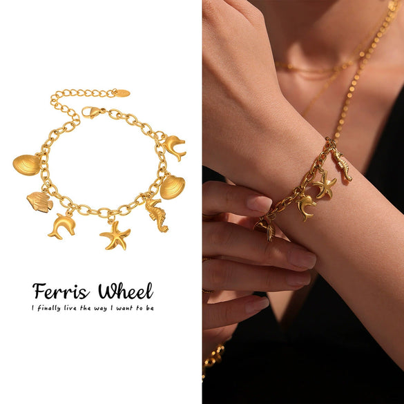 Wholesale Stainless Steel Geometric Marine Style Diy Accessories Bracelet And Anklet For Women With Electroplating