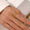 Wholesale Stainless Steel Geometric Mesh Ring Electroplated French Retro Style For Women