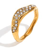 Wholesale Stainless Steel Geometric Micro Inlaid White Diamond Electroplated 18K Gold Bracelet And Irregular Ring For Women