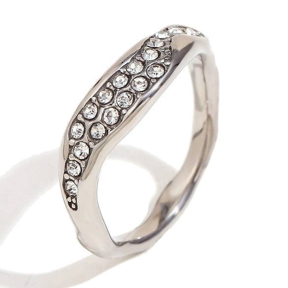 Wholesale Stainless Steel Geometric Micro Inlaid White Diamond Electroplated 18K Gold Bracelet And Irregular Ring For Women
