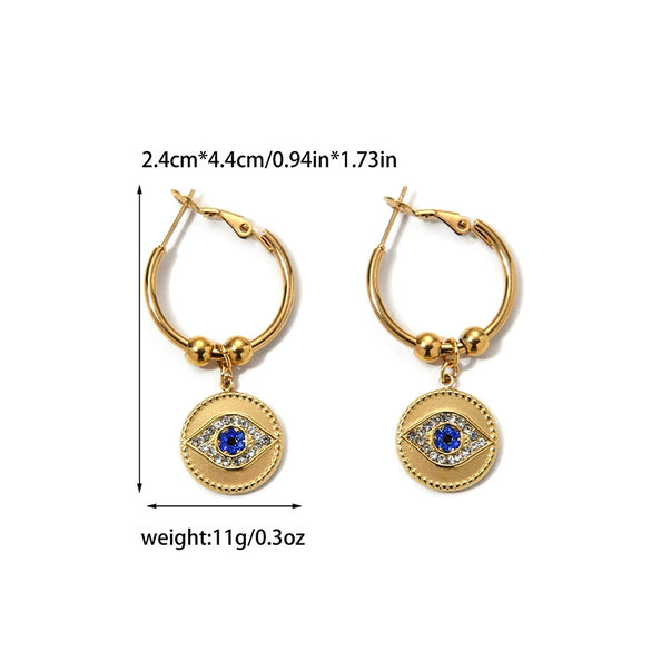 Wholesale Stainless Steel Geometric Microinlaid Electroplated Women's Retro Earrings