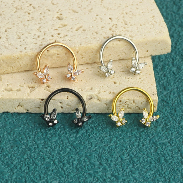 Wholesale Stainless Steel Geometric Minimalist Electroplated Cring Puncture Nasal Ring And Ear Bone Nail
