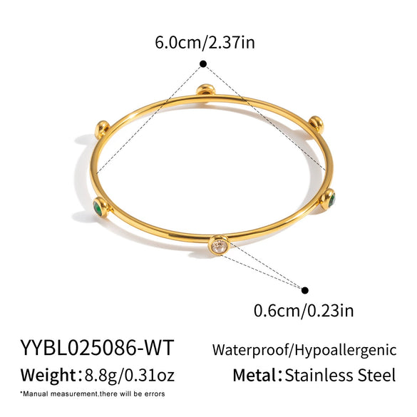 Wholesale Stainless Steel Geometric Modern Minimalist Vacuumplated 18K Gold Zircon Pearl Bracelet Jewelry Accessories