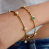 Wholesale Stainless Steel Geometric Modern Minimalist Vacuumplated 18K Gold Zircon Pearl Bracelet Jewelry Accessories