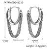 Wholesale 316L Stainless Steel Geometric Multi Layer Chain Tassel Earrings With Pvd Electroplated Buckle For Women