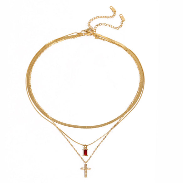 Wholesale Stainless Steel Geometric Multi Layer Clavicle Necklace With Electroplating Titanium Steel Jewelry For Women