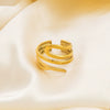Wholesale Stainless Steel Geometric Multi Layer Irregular Plated Ring For Women