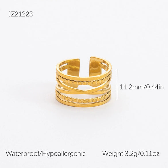 Wholesale Stainless Steel Geometric Multi Layer Irregular Plated Ring For Women