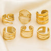 Wholesale Stainless Steel Geometric Multi Layer Irregular Plated Ring For Women