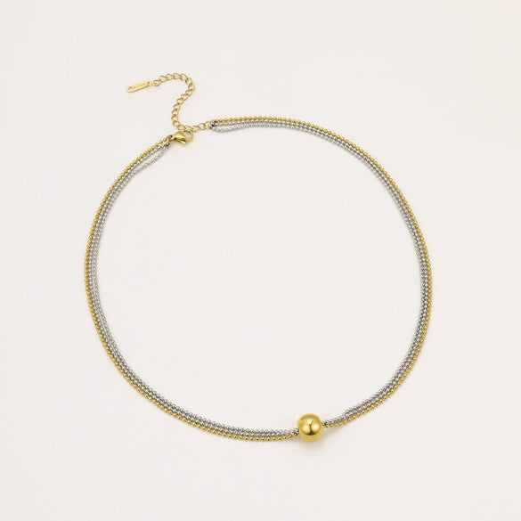 Wholesale Stainless Steel Geometric Multi Layer Metal Round Bead Color Matching Necklace Pendant For Women Electroplated Fashion Jewelry