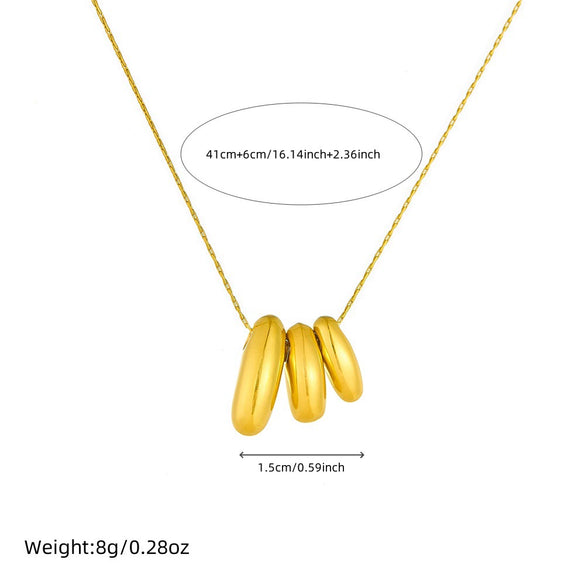 Wholesale Stainless Steel Geometric Multicircle Pendant Goldplated Box Chain Necklace For Women