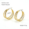 Wholesale Stainless Steel Geometric Multilayer Color Matching Electroplated Earrings And Ring For Women