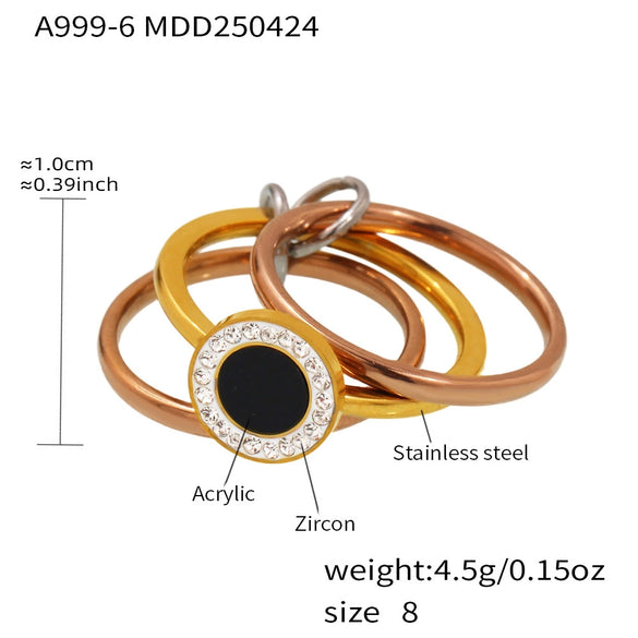 Wholesale Stainless Steel Geometric Multilayer Layered Ring With Electroplating For Women