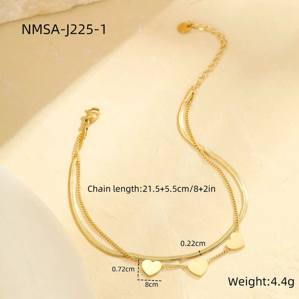Wholesale Stainless Steel Geometric Multilayer Stacked Anklet With Retro Pendant Unisex Foot Jewelry