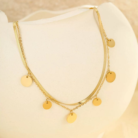 Wholesale Stainless Steel Geometric Multilayer Stacked Anklet With Retro Pendant Unisex Foot Jewelry