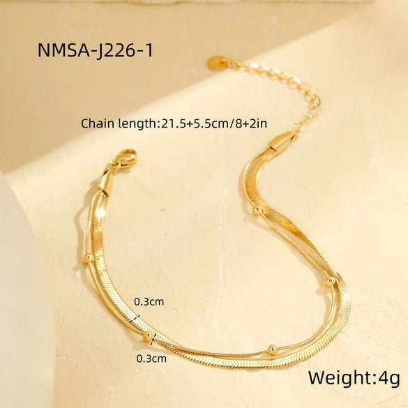 Wholesale Stainless Steel Geometric Multilayer Stacked Anklet With Retro Pendant Unisex Foot Jewelry