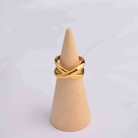 Wholesale Stainless Steel Geometric Multilayer Winding Cross Open Ring Electroplated Jewelry Unisex