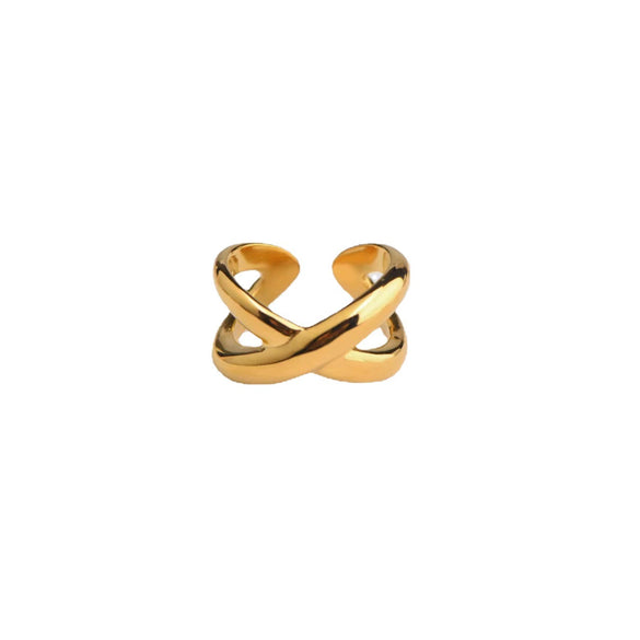 Wholesale Stainless Steel Geometric Multilayer Winding Cross Open Ring Electroplated Jewelry Unisex