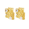 Wholesale Stainless Steel Geometric Natural Pearl Earrings 18K Gold Plated