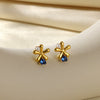 Wholesale Stainless Steel Geometric Natural Pearl Earrings 18K Gold Plated