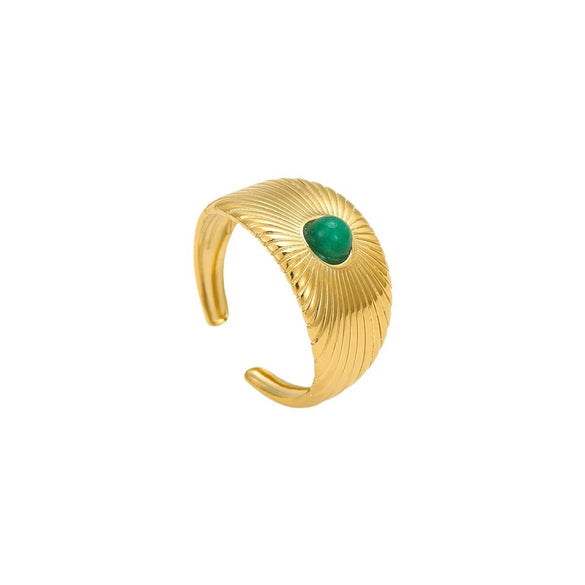 Wholesale Stainless Steel Geometric Natural Stone Ring With Electroplating For Women