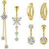 Wholesale Stainless Steel Geometric Navel Ring With Butterfly Zircon And Electroplating Treatment