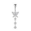 Wholesale Stainless Steel Geometric Navel Ring With Butterfly Zircon And Electroplating Treatment