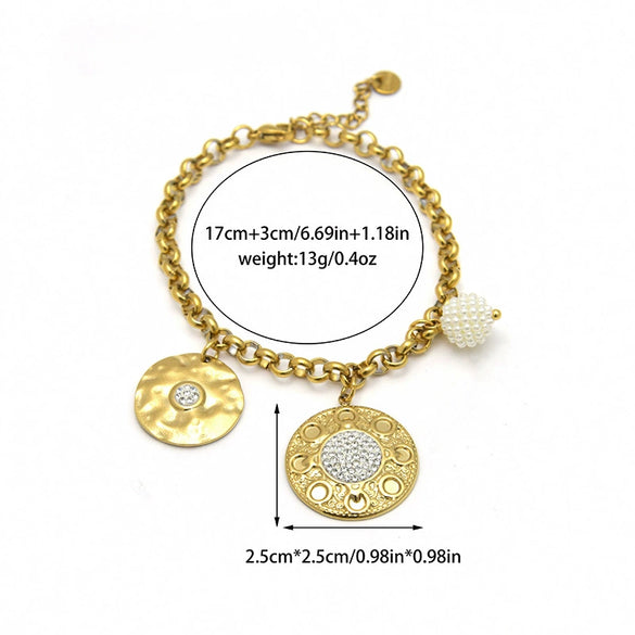Wholesale Stainless Steel Geometric Niche Design Diamond Pendant Bracelet With Electroplating For Women