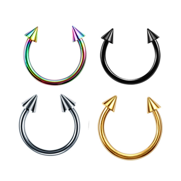 Wholesale Stainless Steel Geometric Nose Ring And Eyebrow Nail Piercing Jewelry Set Electroplated Unisex