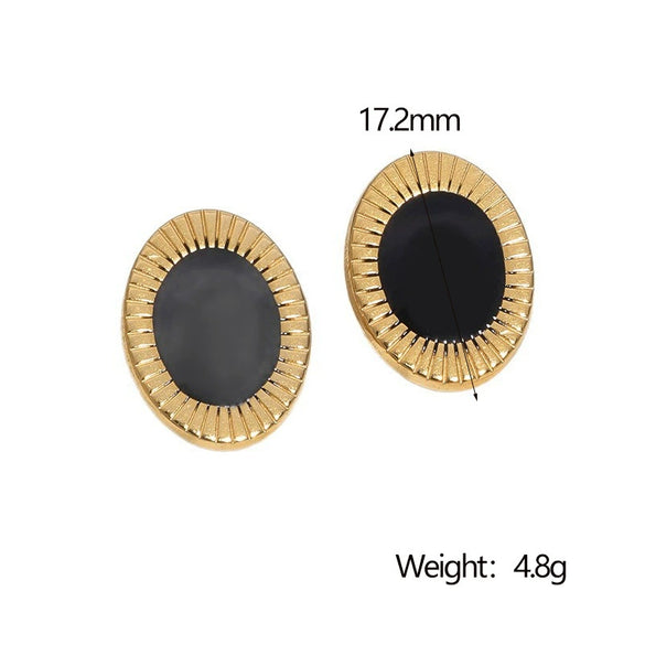 Wholesale Stainless Steel Geometric Oil Drop Electroplated 18K Gold Nonfading Earrings For Women In Classic Retro Minimalist Style