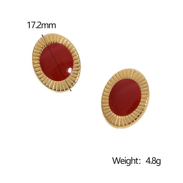 Wholesale Stainless Steel Geometric Oil Drop Electroplated 18K Gold Nonfading Earrings For Women In Classic Retro Minimalist Style