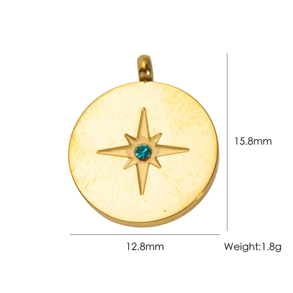 Wholesale Stainless Steel Geometric Oildrip Diamondstudded Natural Stone Pendant Necklace With Furnace Vacuum Electroplated 18K Gold Accessories