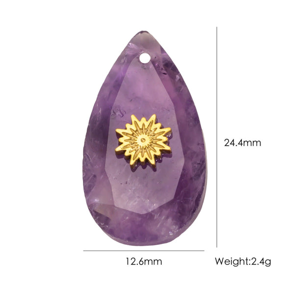 Wholesale Stainless Steel Geometric Oildrip Diamondstudded Natural Stone Pendant Necklace With Furnace Vacuum Electroplated 18K Gold Accessories