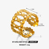 Wholesale Stainless Steel Geometric Open Adjustable Ring For Women 18K Gold Plated