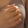 Wholesale Stainless Steel Geometric Open Adjustable Ring For Women 18K Gold Plated