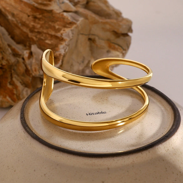 Wholesale Stainless Steel Geometric Open Bracelet With Electroplating For Women
