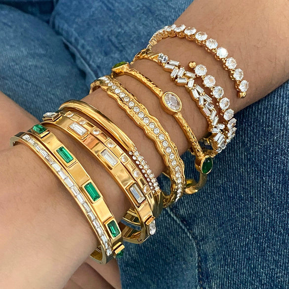 Wholesale Stainless Steel Geometric Open Bracelet With Electroplating