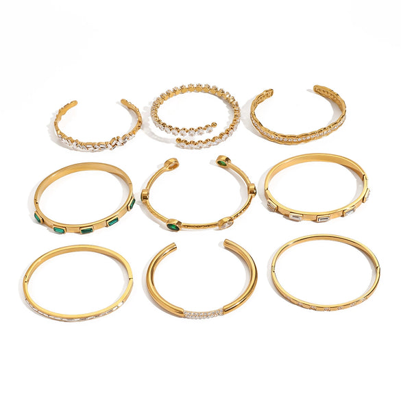 Wholesale Stainless Steel Geometric Open Bracelet With Electroplating