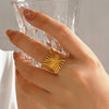 Wholesale Stainless Steel Geometric Open Ring Electroplated In Hiphop Ins Style For Women