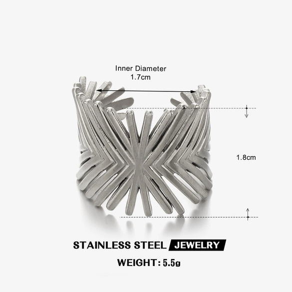 Wholesale Stainless Steel Geometric Open Ring Electroplated In Hiphop Ins Style For Women