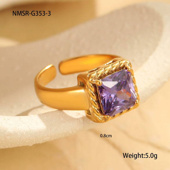 Wholesale Stainless Steel Geometric Open Ring Electroplated Jewelry In Light Luxury Style For Women