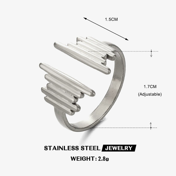 Wholesale Stainless Steel Geometric Open Ring For Ladies With 18K Gold Plated Electroplating