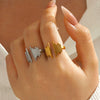 Wholesale Stainless Steel Geometric Open Ring For Ladies With 18K Gold Plated Electroplating