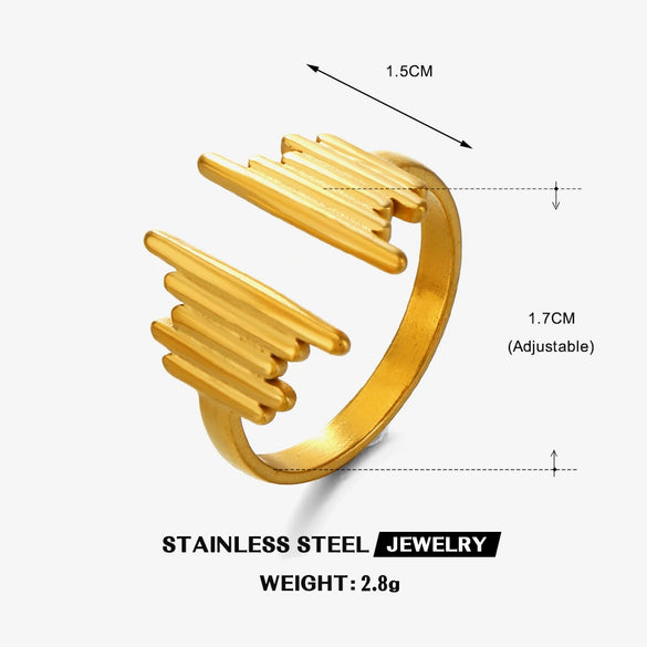 Wholesale Stainless Steel Geometric Open Ring For Ladies With 18K Gold Plated Electroplating