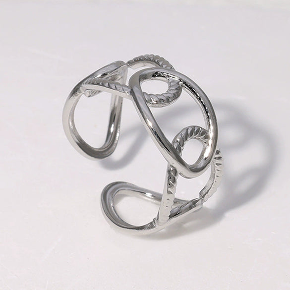 Wholesale Stainless Steel Geometric Open Ring For Women Gold Plated With High Grade Style