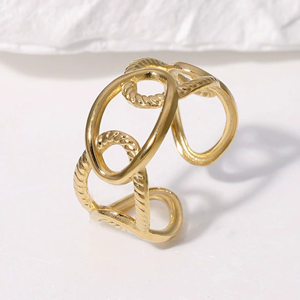 Wholesale Stainless Steel Geometric Open Ring For Women Gold Plated With High Grade Style